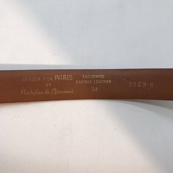 Styled for PARIS by Nicholas di Giovanni Brown Saddle Leather Belt Men's 34 - Picture 10 of 10